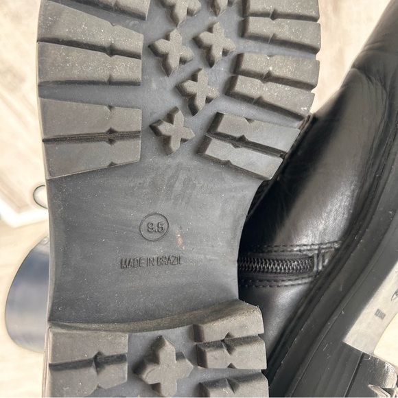 STEVE MADDEN Aiken Tall COMBAT BOOTS womens 9 Black Leather Goth Grunge Moto - Picture 10 of 16